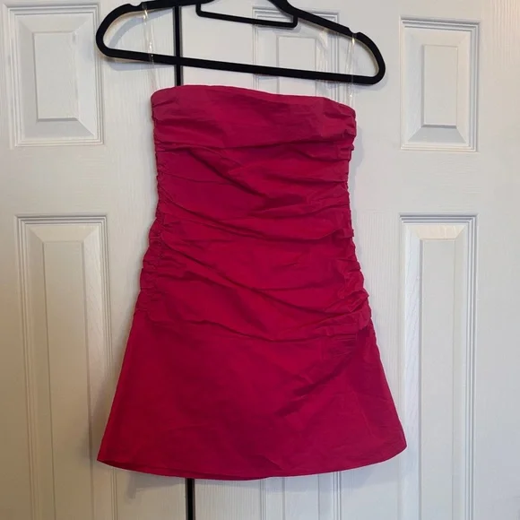 NWT PepperMayo | S | Terra Gathered Mini Dress - Fuchsia - Picture 5 of 8